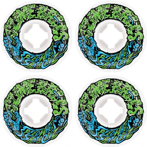 Santa Cruz Skateboards Slime Balls Vomit Mini II White / Green / Blue Skateboard Wheels - 54mm 97a (Set of 4)