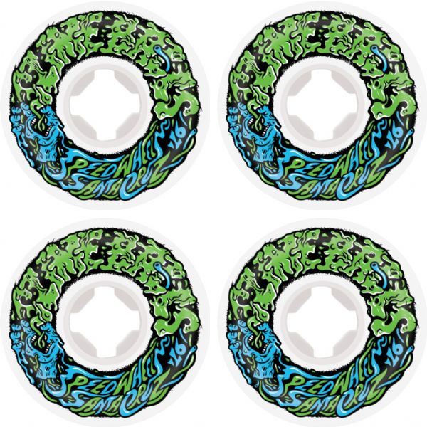Santa Cruz Skateboards Slime Balls Vomit Mini II White / Green / Blue Skateboard Wheels - 54mm 97a (Set of 4)