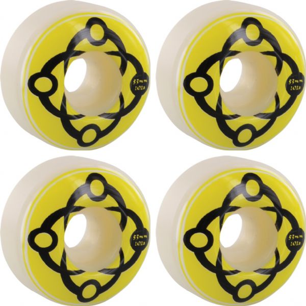 Satori Movement Big Link White / Yellow Skateboard Wheels - 53mm 101a (Set of 4)