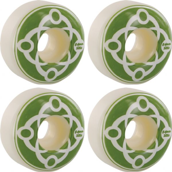 Satori Movement Big Link White / Green Skateboard Wheels - 54mm 101a (Set of 4)