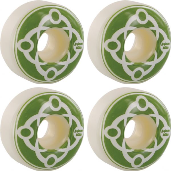 Satori Movement Big Link White / Green Skateboard Wheels - 54mm 101a (Set of 4)