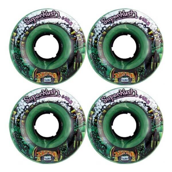 Satori Movement Goo Ball Super Kush Clear Green Skateboard Wheels - 64mm 78a (Set of 4)