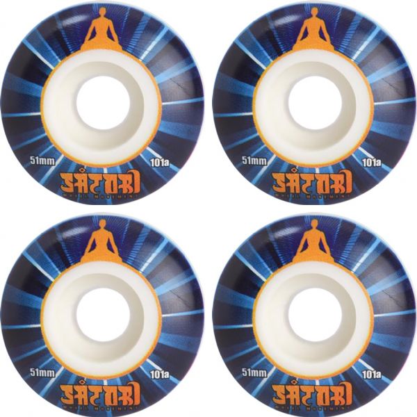 Satori Movement Illuminating White / Blue Skateboard Wheels - 51mm 101a (Set of 4)