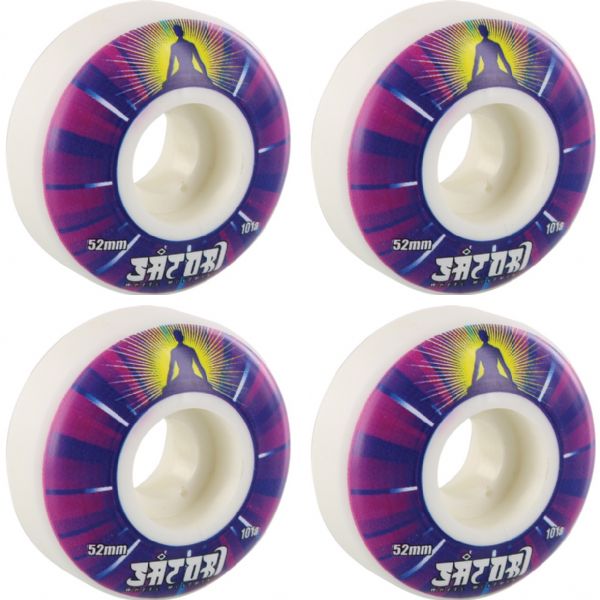 Satori Movement Illuminating White / Pink / Purple / Yellow Skateboard Wheels - 52mm 101a (Set of 4)