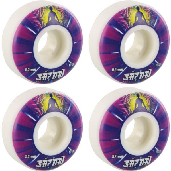 Satori Movement Illuminating White / Pink / Purple / Yellow Skateboard Wheels - 52mm 101a (Set of 4)