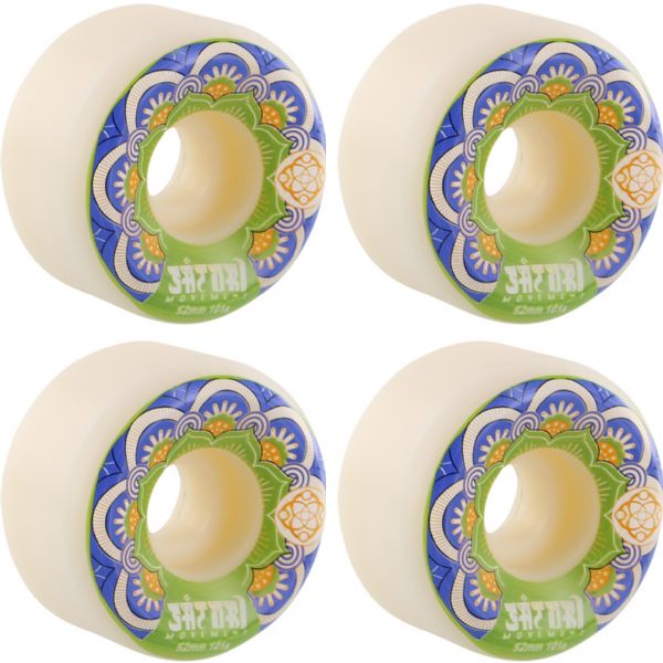 Satori Movement Mandala White / Blue Skateboard Wheels - 52mm 101a (Set of 4)