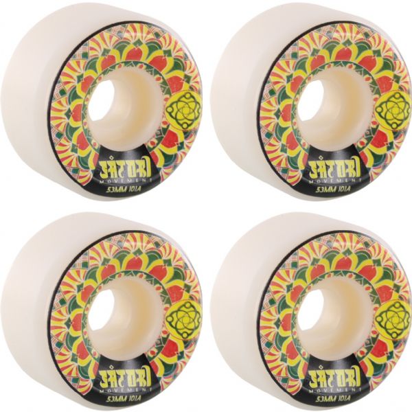 Satori Movement Mandala White / Yellow / Green / Red Skateboard Wheels - 53mm 101a (Set of 4)