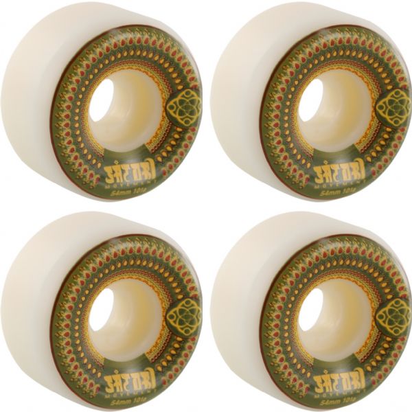 Satori Movement Mandala White / Green Skateboard Wheels - 54mm 101a (Set of 4)