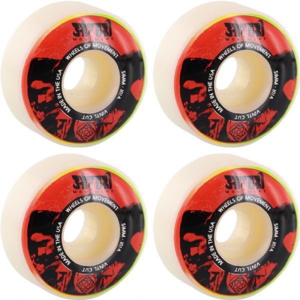 Satori Movement Vinyl White / Red Skateboard Wheels - 51mm 101a (Set of 4)