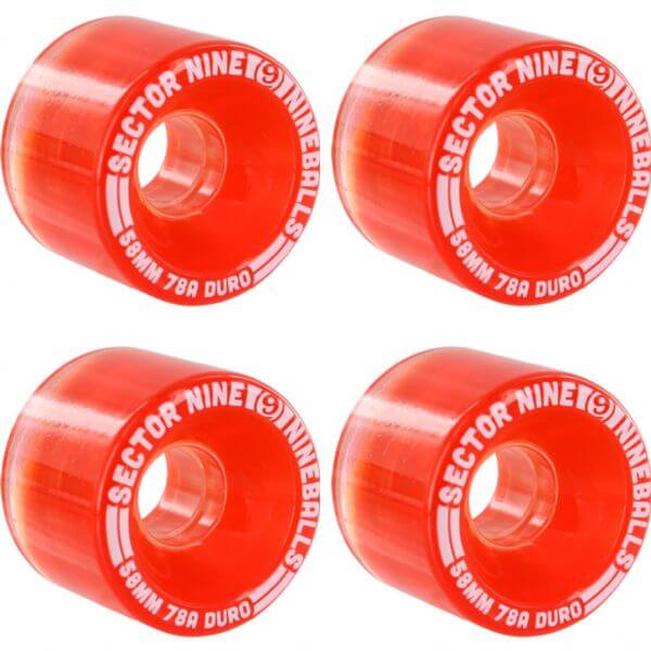 Sector 9 Nineballs Light Red Skateboard Wheels - 58mm 78a (Set of 4)