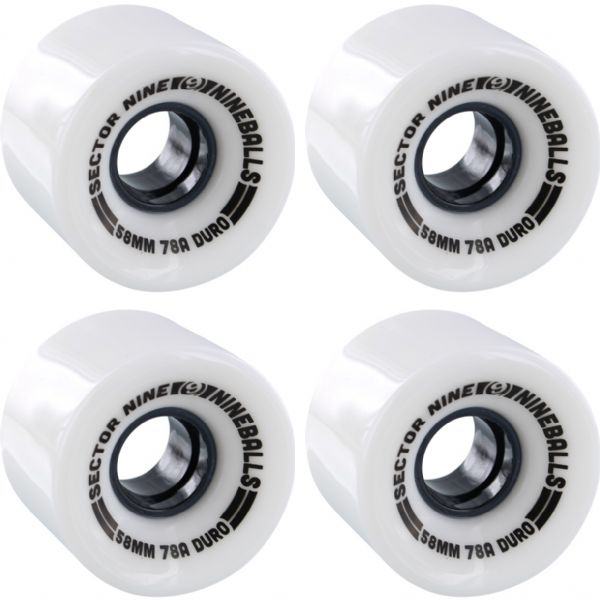 Sector 9 Nineballs Solid White Skateboard Wheels - 58mm 78a (Set of 4)