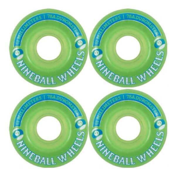 Sector 9 Nineballs Clear Lime / Blue / White Skateboard Wheels - 61mm 78a (Set of 4)