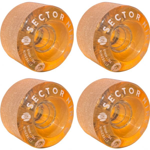 Sector 9 Nineballs Clear Orange / White Skateboard Wheels - 61mm 78a (Set of 4)