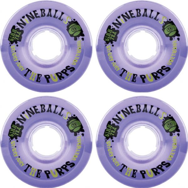 Sector 9 Nineballs Clear Purple Skateboard Wheels - 61mm 78a (Set of 4)