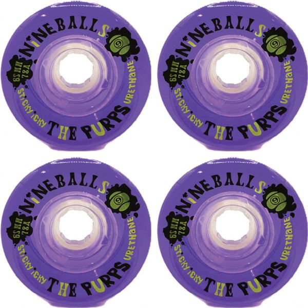 Sector 9 Nineballs Clear Purple Skateboard Wheels - 65mm 78a (Set of 4)