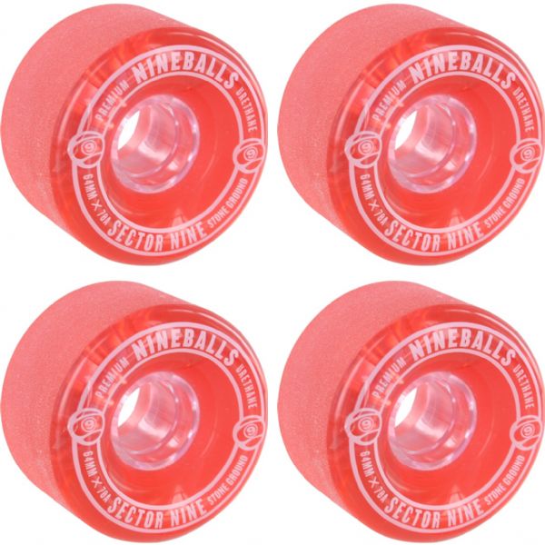 Sector 9 Nineballs Clear Red / White Skateboard Wheels - 64mm 78a (Set of 4)