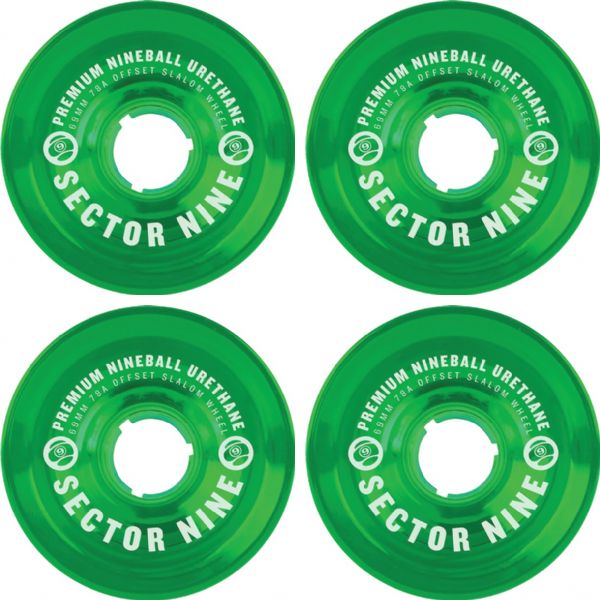 Sector 9 Nineballs Clear Green Skateboard Wheels - 69mm 78a (Set of 4)