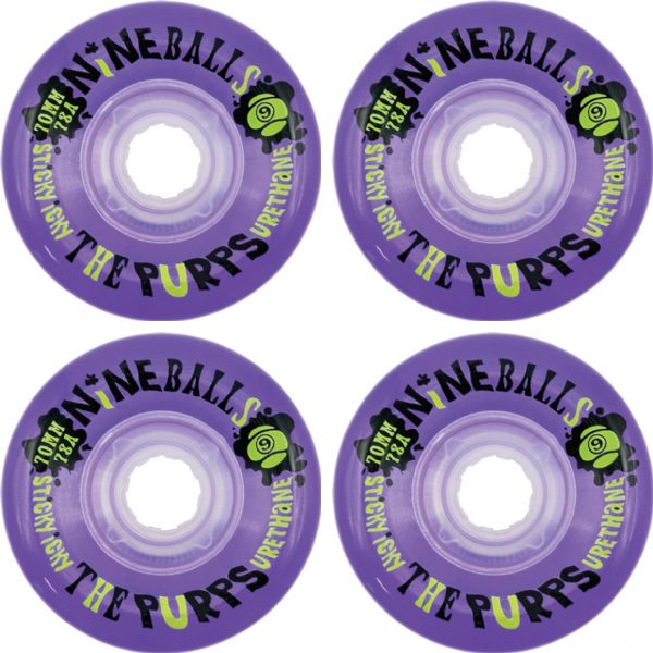 Sector 9 Nineballs Clear Purple Skateboard Wheels - 70mm 78a (Set of 4)