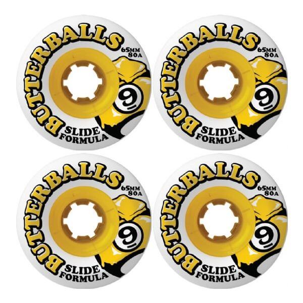 Sector 9 Slide Butterballs White Skateboard Wheels - 65mm 80a (Set of 4)