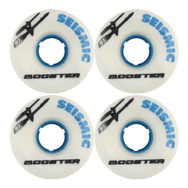 Seismic Skate Systems Booster White / Blue Skateboard Wheels - 63mm 97a (Set of 4)