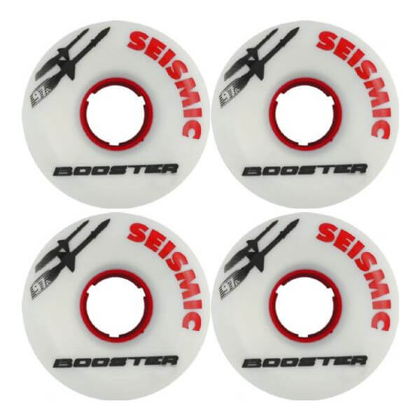 Seismic Skate Systems Booster White / Red Skateboard Wheels - 63mm 97a (Set of 4)