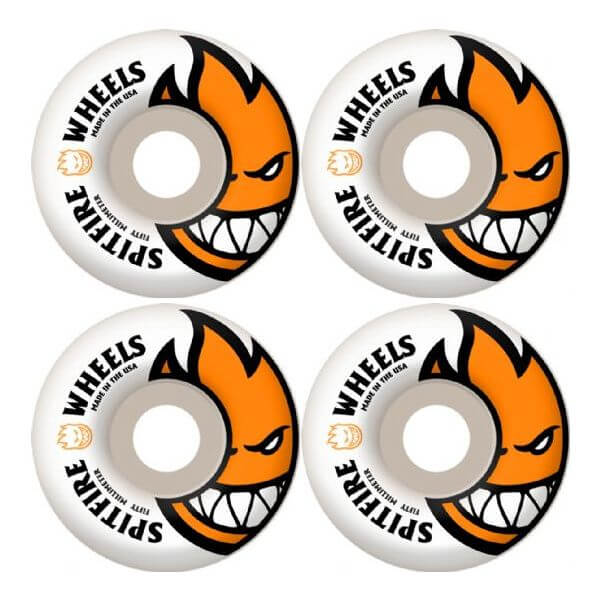 Spitfire Wheels Bighead White / Orange Skateboard Wheels - 50mm 99a (Set of 4)