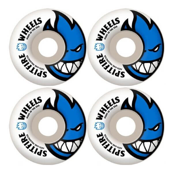 Spitfire Wheels Bighead White / Blue Skateboard Wheels - 51mm 99a (Set of 4)