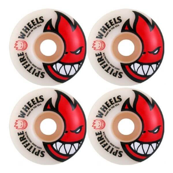 Spitfire Wheels Bighead White / Red Skateboard Wheels - 52mm 99a (Set of 4)