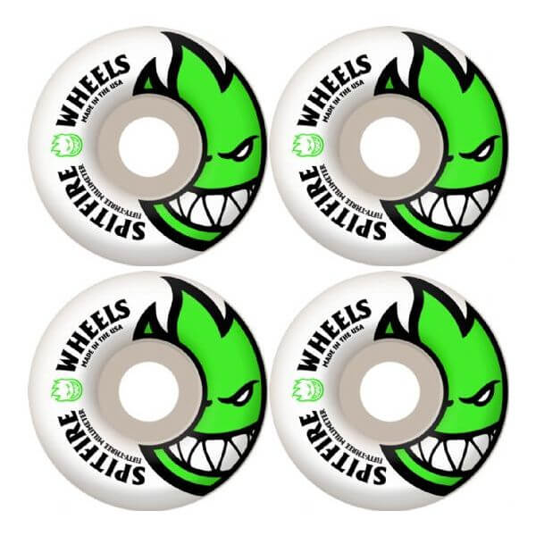 Spitfire Wheels Bighead White / Green Skateboard Wheels - 53mm 99a (Set of 4)