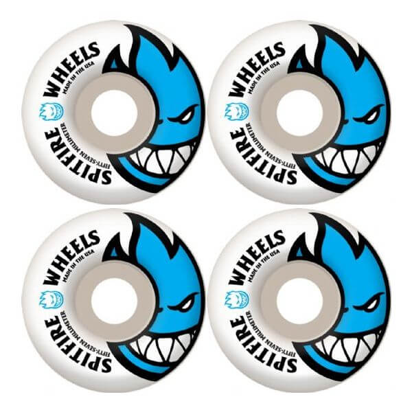 Spitfire Wheels Bighead White / Light Blue Skateboard Wheels - 57mm 99a (Set of 4)