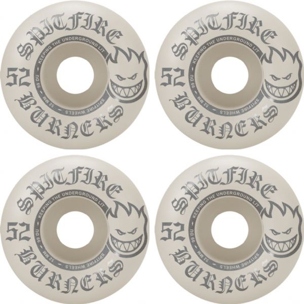 Spitfire Wheels Burners White / Silver Skateboard Wheels - 52mm 99a (Set of 4)