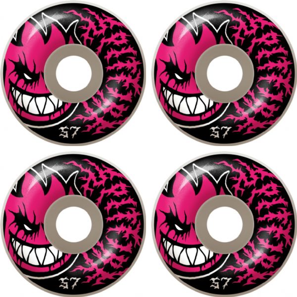 Spitfire Wheels Deathmask White / Pink Skateboard Wheels - 57mm 99a (Set of 4)