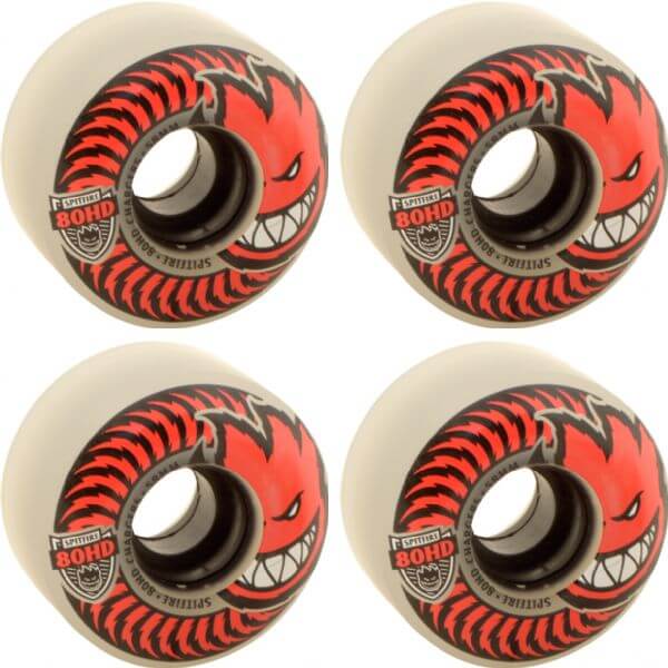 Spitfire Wheels 80HD Charger Classic Clear / Red Skateboard Wheels - 58mm 80d (Set of 4)