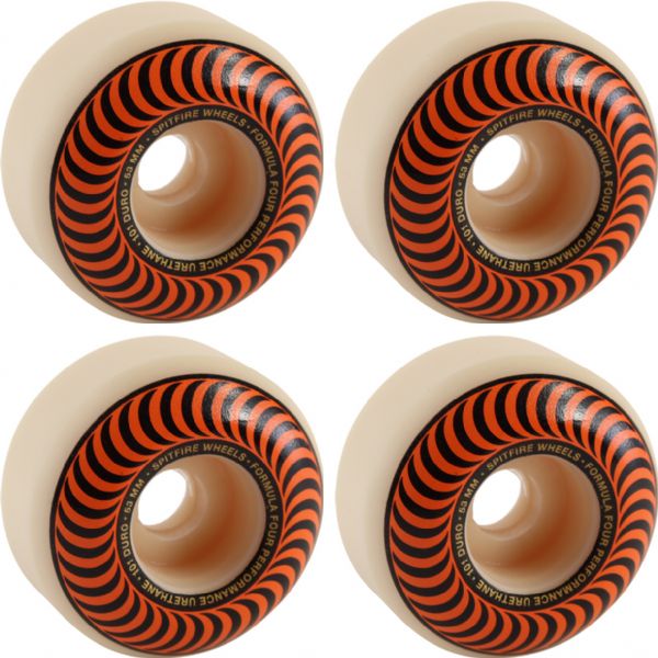 Spitfire Wheels Formula Four Classic Swirl White w/ Orange Skateboard Wheels - 53mm 101a (Set of 4)