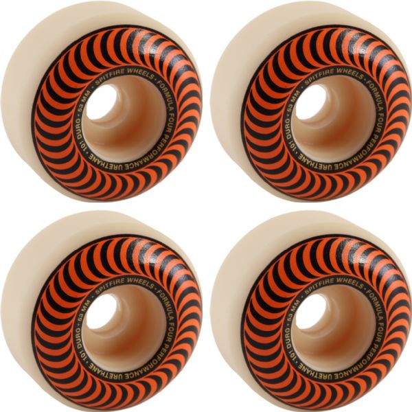 Spitfire Wheels Formula Four Classic Swirl White w/ Orange Skateboard Wheels - 53mm 101a (Set of 4)