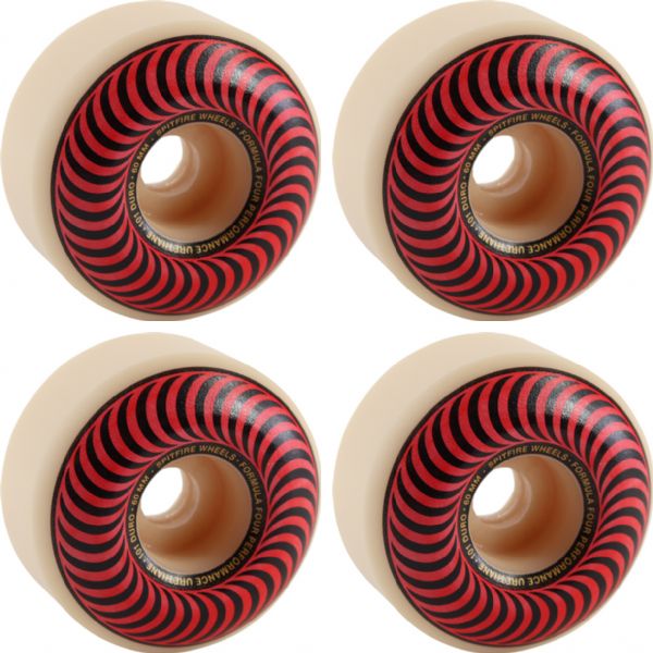 Spitfire Wheels Formula Four Classic Swirl White w/ Red / Bronze Skateboard Wheels - 60mm 101a (Set of 4)