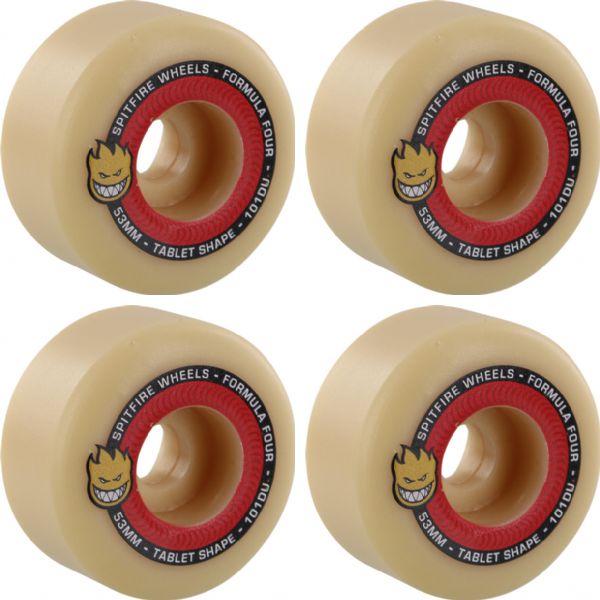 Spitfire Wheels Formula Four Tablets Natural / Red Skateboard Wheels - 53mm 101a (Set of 4)