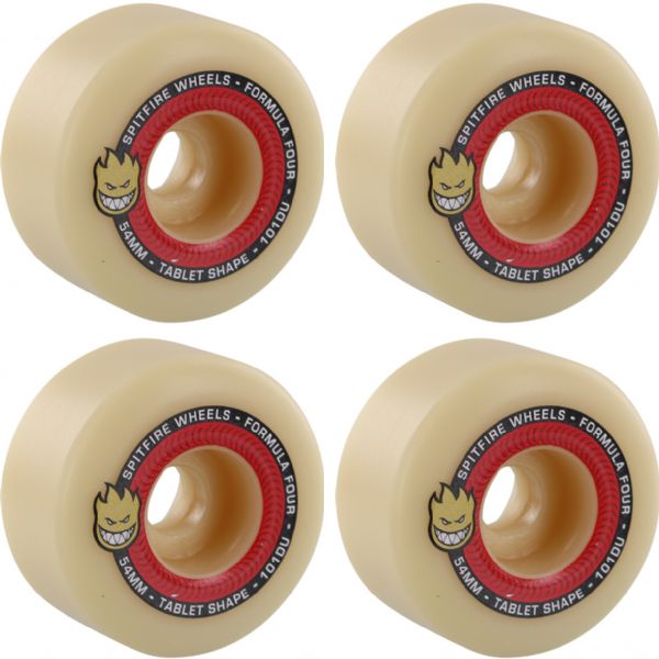 Spitfire Wheels Formula Four Tablets Natural / Red Skateboard Wheels - 54mm 101a (Set of 4)