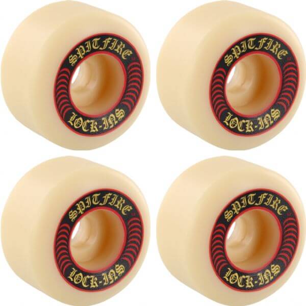 Spitfire Wheels Formula Four Lock-Ins White / Red Skateboard Wheels - 52mm 101a (Set of 4)