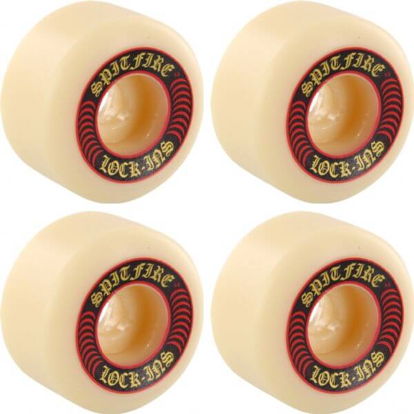 Spitfire Wheels Formula Four Lock-Ins White / Red Skateboard Wheels - 53mm 101a (Set of 4)