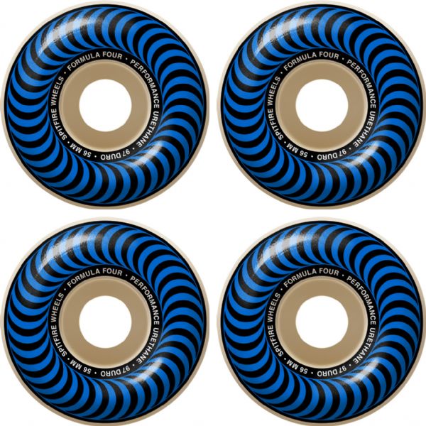 Spitfire Wheels Formula Four Classic Natural / Blue Skateboard Wheels - 56mm 97a (Set of 4)