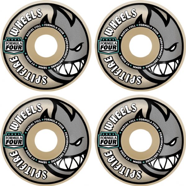 Spitfire Wheels Formula Four Radial Full Natural Skateboard Wheels - 58mm 97a (Set of 4)