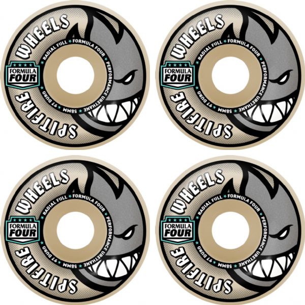 Spitfire Wheels Formula Four Radial Full Natural Skateboard Wheels - 58mm 97a (Set of 4)