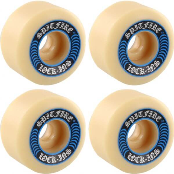 Spitfire Wheels Formula Four Lock-Ins White / Blue Skateboard Wheels - 52mm 99a (Set of 4)