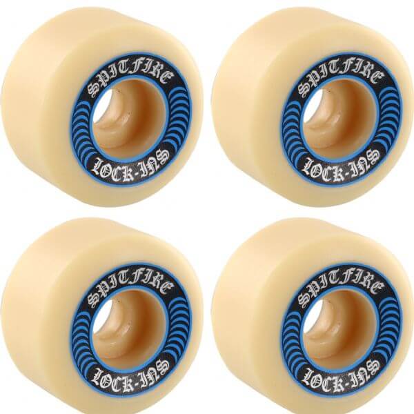 Spitfire Wheels Formula Four Lock-Ins White / Blue Skateboard Wheels - 53mm 99a (Set of 4)