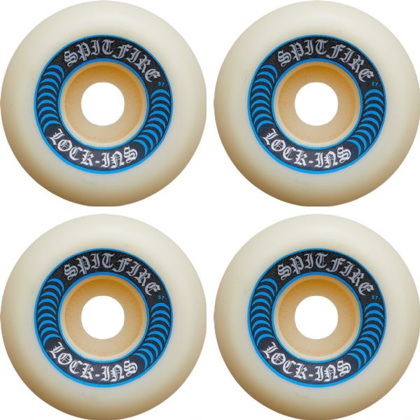 Spitfire Wheels Formula Four Lock Ins White / Blue Skateboard Wheels - 57mm 99a (Set of 4)