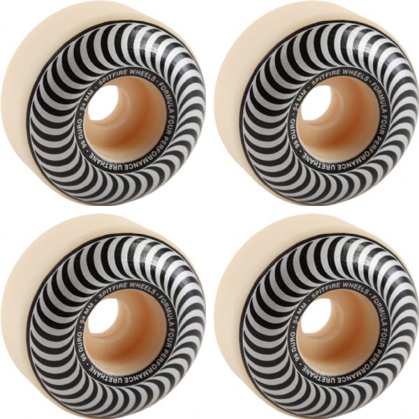 Spitfire Wheels Formula Four Classic Swirl White w/ Silver Skateboard Wheels - 54mm 99a (Set of 4)
