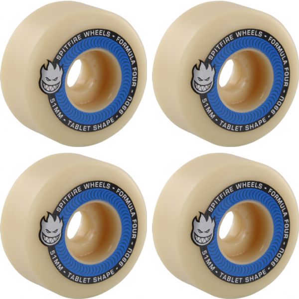 Spitfire Wheels Formula Four Tablets Natural / Blue Skateboard Wheels - 51mm 99a (Set of 4)