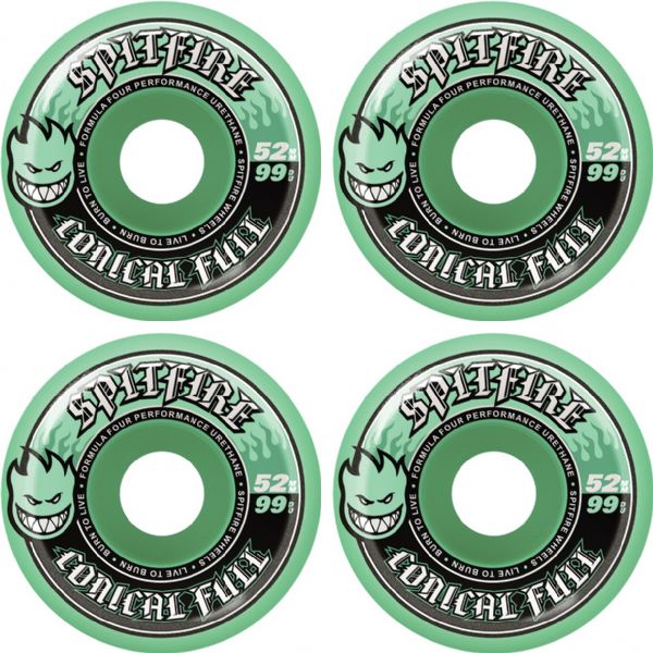 Spitfire Wheels Formula Four Conical Full Teal Skateboard Wheels - 52mm 99a (Set of 4) Spitfire Wheels Formula Four Conical Full Teal Skateboard Wheels - 52mm 99a (Set of 4)