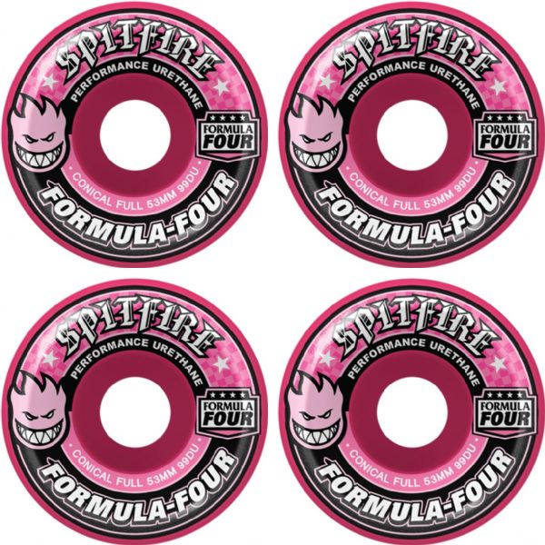 Spitfire Wheels Formula Four Conical full Pink Skateboard Wheels - 53mm 99a (Set of 4)